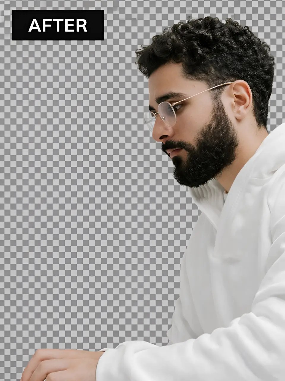 Portrait of a man isolated onto a transparent background