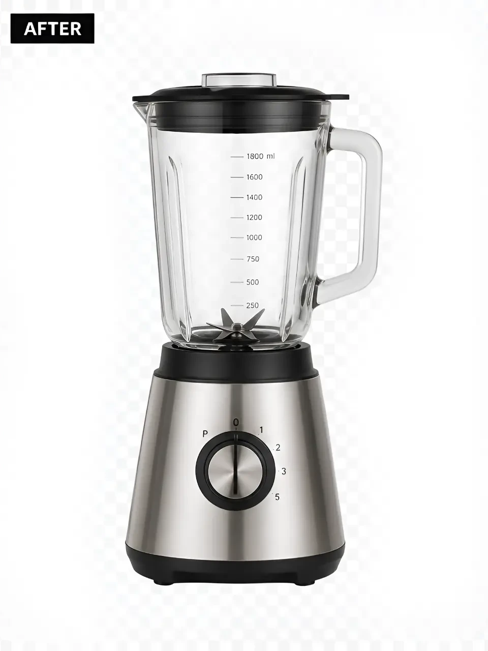 Countertop blender isolated from a kitchen background